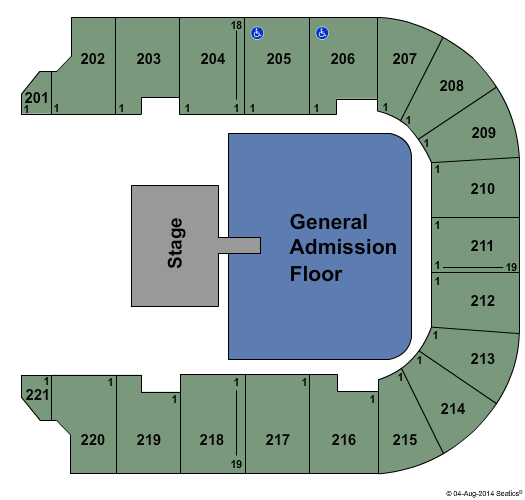 Cadence Bank Arena Half House - GA Floor Seating Chart