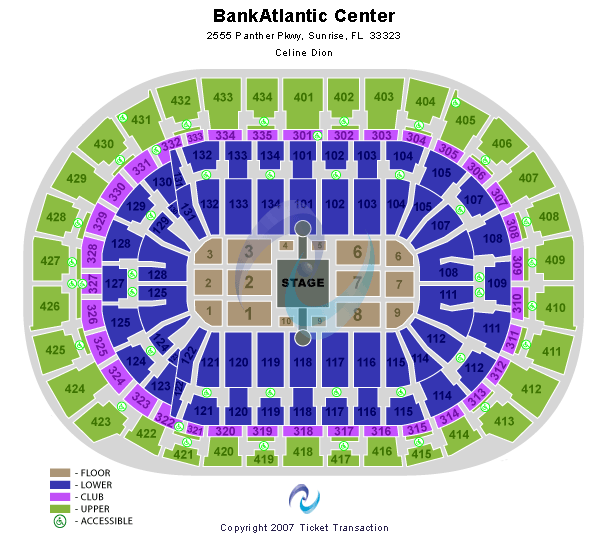 Amerant Bank Arena Celine Dion Seating Chart