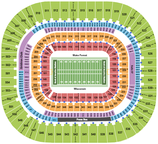 Bank Of America Stadium 2019 Belk Bowl Seating Chart