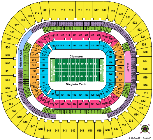 Bank Of America Stadium ACC Championship 2011 Seating Chart