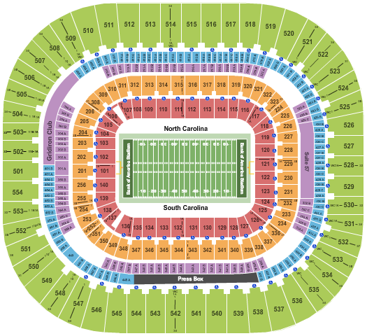 seating chart for Bank Of America Stadium - Football 2 - eventticketscenter.com