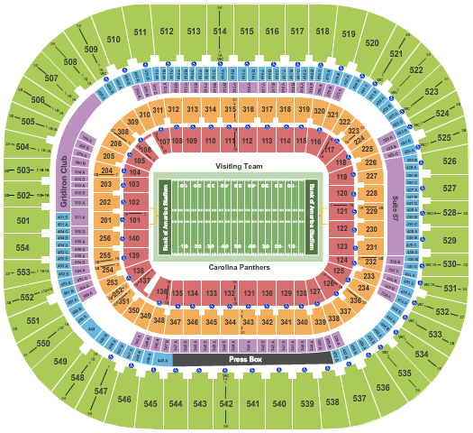 Bank Of America Stadium Football NO VFS Seating Chart