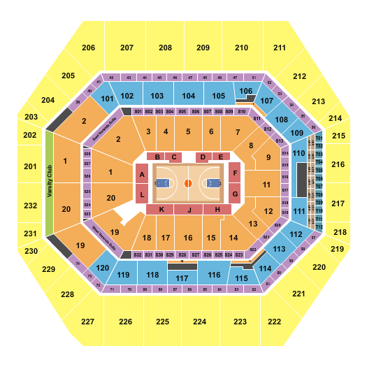 Gainbridge Fieldhouse Basketball - NCAA Tourney Seating Chart