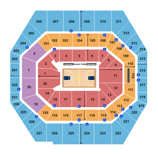 seating chart for Gainbridge Fieldhouse - Basketball - eventticketscenter.com