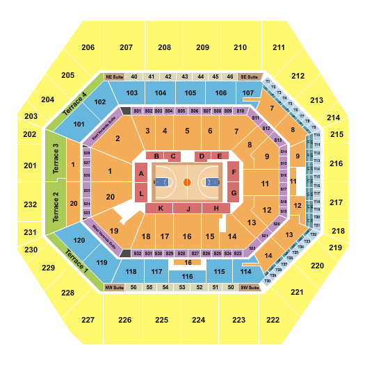 seating chart for Gainbridge Fieldhouse - Basketball-2 - eventticketscenter.com