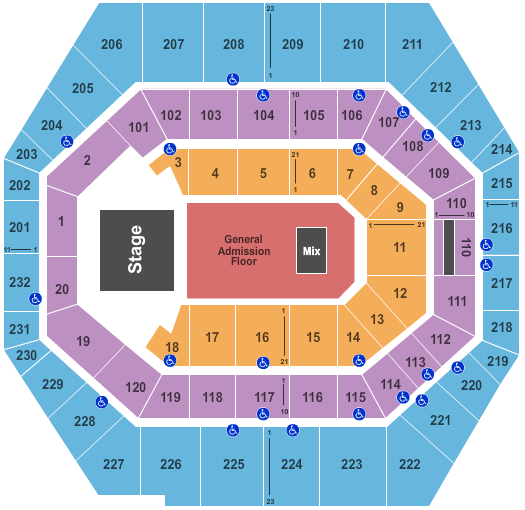 Gainbridge Fieldhouse Endstage GA Floor Seating Chart