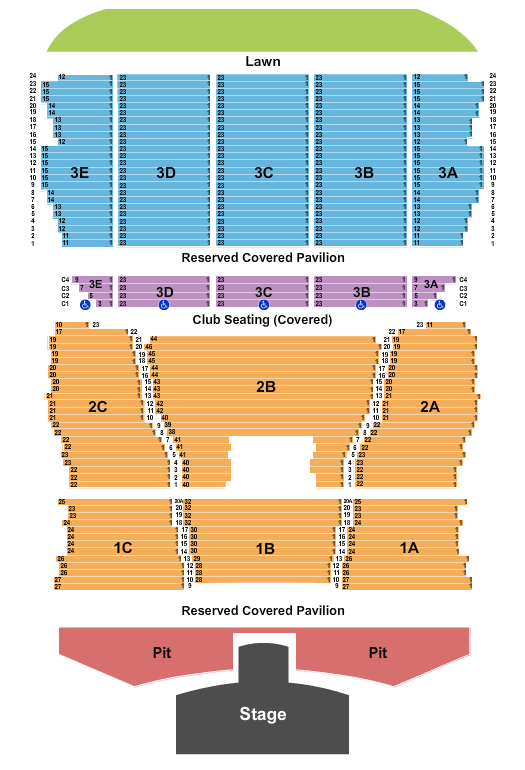 Bank Of America Pavilion Seating Chart Detailed