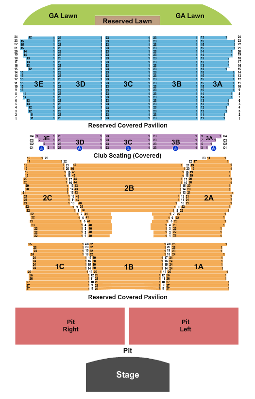 Bank of New Hampshire Pavilion Endstage GA Pit - Reserved Lawn Seating Chart