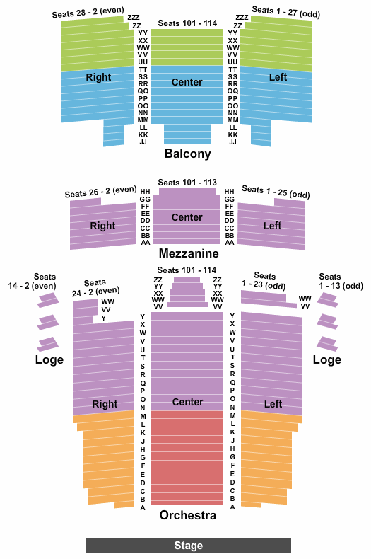 Barbara B Mann Performing Arts Hall End Stage Zone Seating Chart