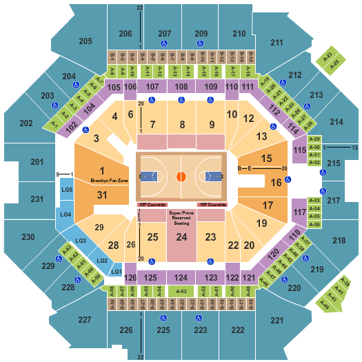 Barclays Center Basketball 2 Seating Chart