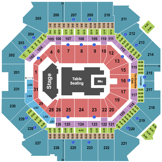 Barclays Center Endstage Tables Seating Chart