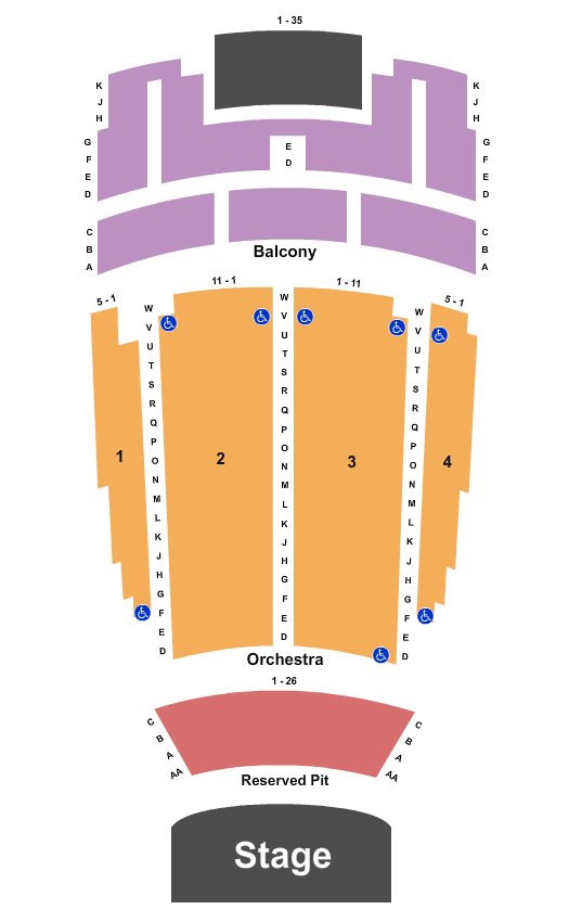 Barrymore Theatre - Madison Endstage - Resv Pit Seating Chart