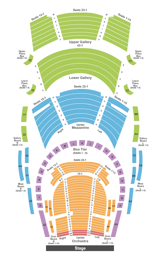 seating chart for Bass Performance Hall - End Stage - eventticketscenter.com