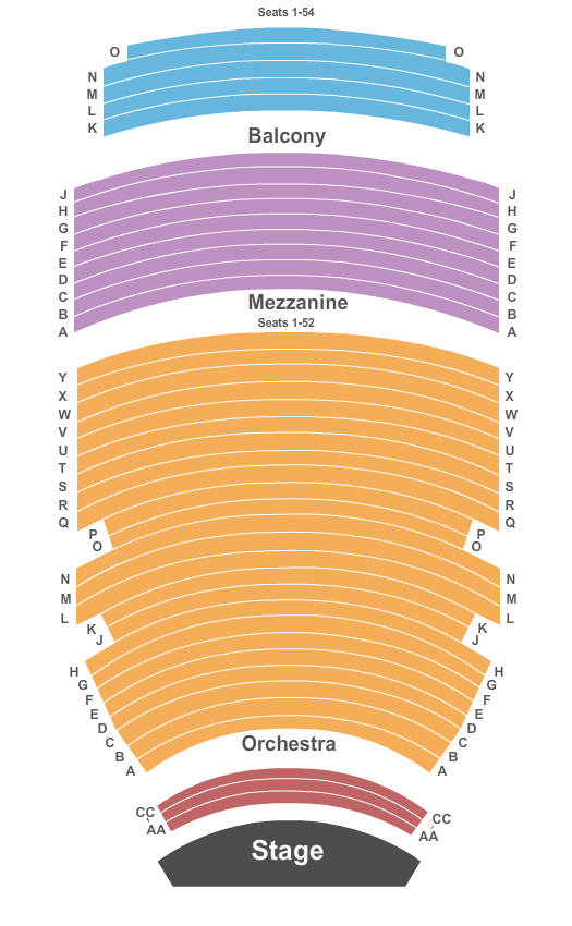 seating chart for Raising Cane's River Center Theatre - Endstage Pit Mezz Balc - eventticketscenter.com