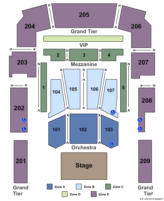 Bayou Music Center End Stage Zone Seating Chart