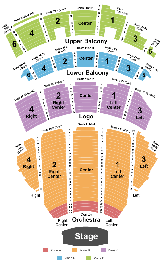Beacon Theatre - NY Endstage Int Zone Seating Chart