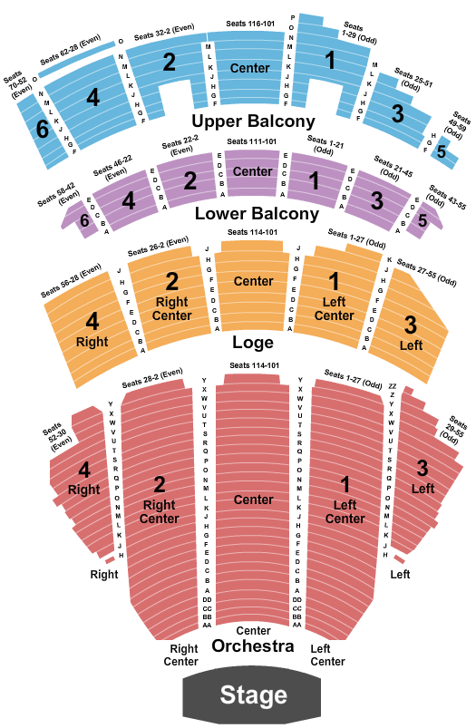 Beacon Theatre - NY End Stage Seating Chart