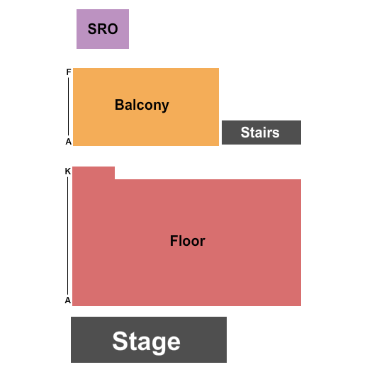 Bearsville Theater Endstage Floor/Balc/SRO Seating Chart