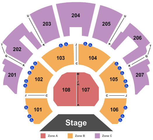 Beau Rivage Theatre End Stage Zone Seating Chart