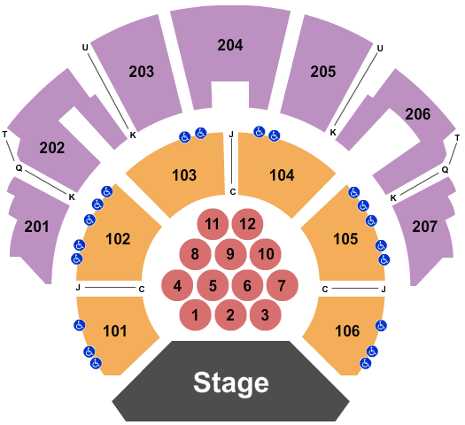 Beau Rivage Theatre Endstage - Tables Seating Chart