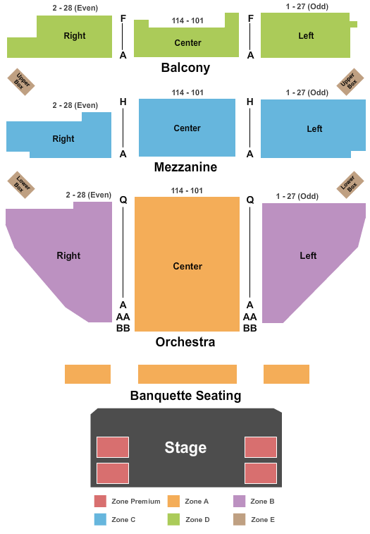 Belasco Theatre - NY Endstage  Stage Seating - Int Zone Seating Chart
