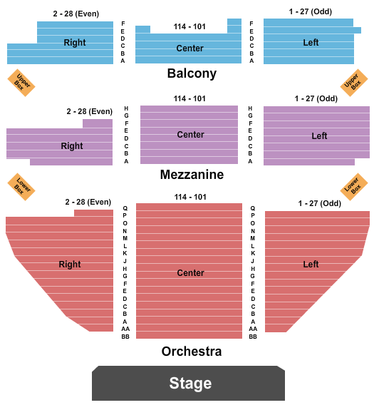 Belasco Theatre - NY Seating Map