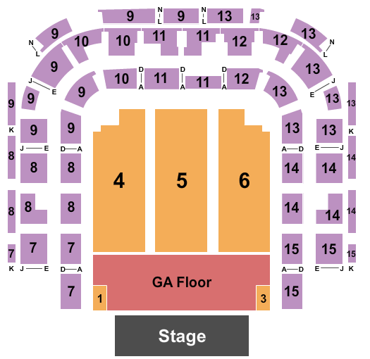 Bell Auditorium Endstage GA Floor 2 Seating Chart