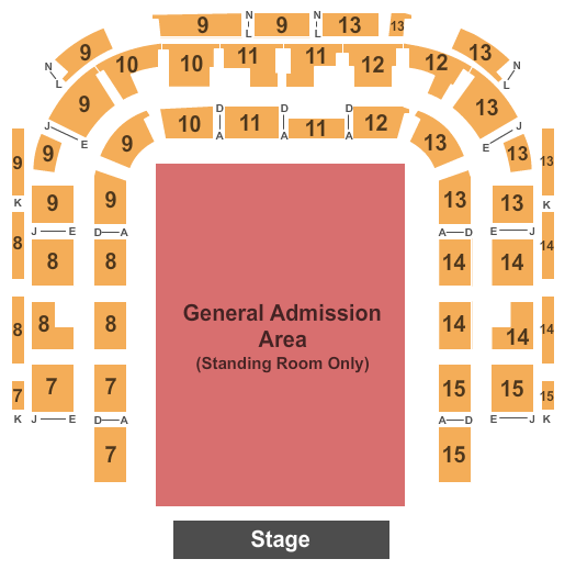 Bell Auditorium Endstage GA Floor Seating Chart