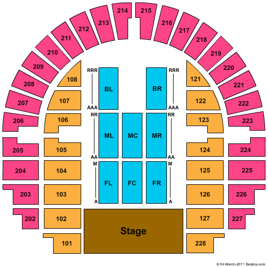 Cadence Bank Center End Stage Seating Chart