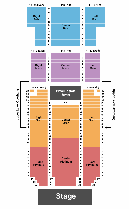 Bergen Performing Arts Center Endstage 1 - Int Zone Seating Chart
