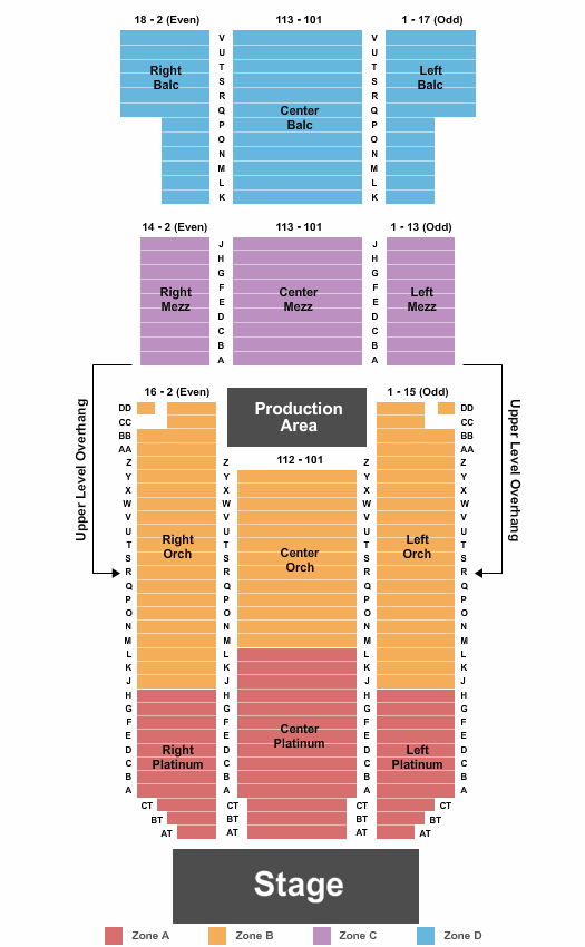 Bergen Performing Arts Center Endstage 2 - Int Zone Seating Chart