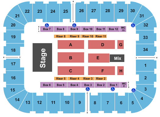 Berglund Center Coliseum Endstage Flr A-H Seating Chart