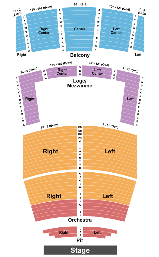 Berglund Performing Arts Theatre (Formerly Roanoke Performing Arts Theatre) Seating Chart