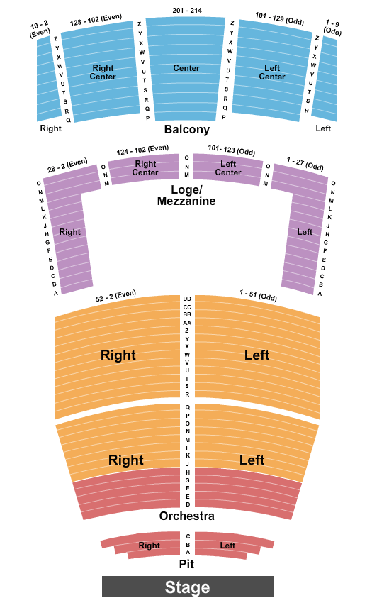 Berglund Performing Arts Theatre Endstage Int Zone Seating Chart