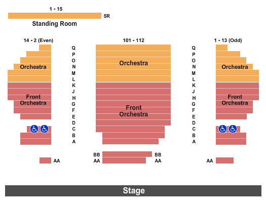 Berlind Theatre - McCarter Theatre Center Endstage Seating Chart