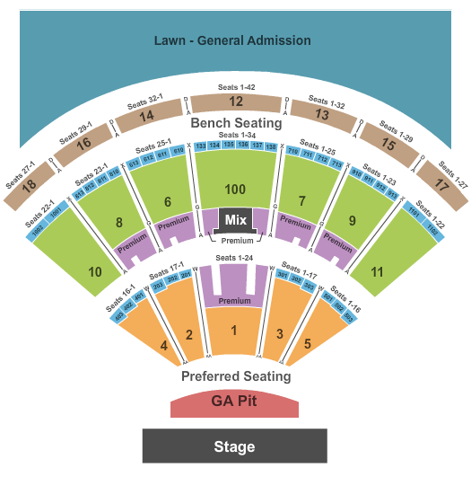 Bethel Woods Center For The Arts Endstage GA Pit Seating Chart