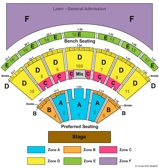 Bethel Woods Center For The Arts End Stage Zone Seating Chart