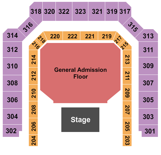 Bill Graham Civic Auditorium End Stage - GA Floor 2 Seating Chart