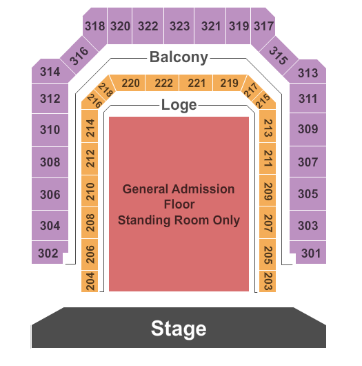 Bill Graham Civic Auditorium End Stage - GA Floor Seating Chart