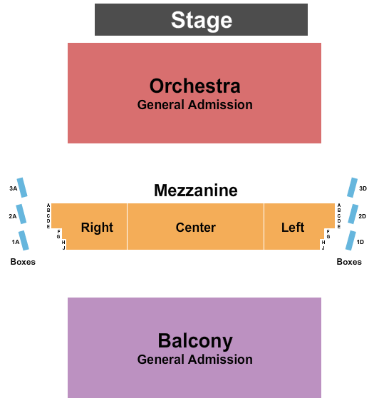 Bill Heard Theatre at RiverCenter for the Performing Arts GA Orch & Balc/RSV Mezz Seating Chart