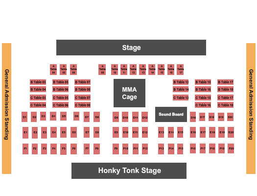 Billy Bobs Xtreme Knockout MMA Seating Chart