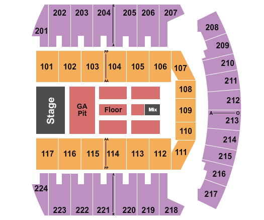 Bismarck Event Center Endstage GA Pit Seating Chart