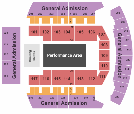 Bismarck Event Center PBR-Rodeo Map Seating Chart