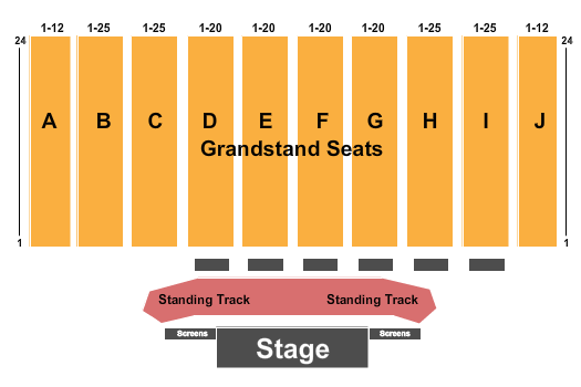 Bloomsburg Fair seating chart with row numbers