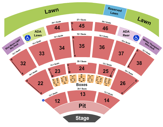 Blossom Music Center Endstage GA Pit & RSV Lawn Seating Chart