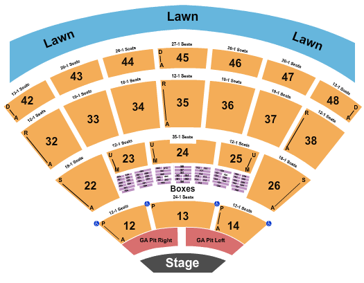 Blossom Music Center Endstage GA Pit - One Box Section Seating Chart