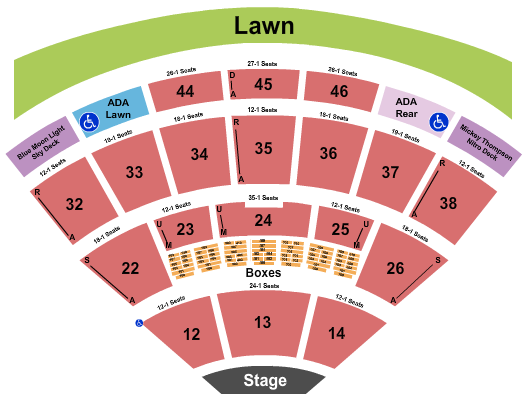 Blossom Music Center Endstage w/ Terrace Deck Seating Chart