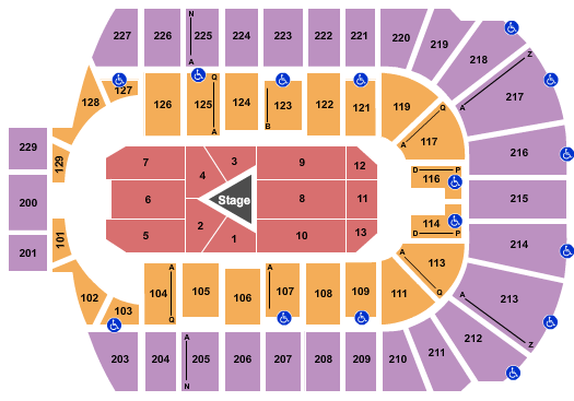Blue Cross Arena Center Stage 1 Seating Chart