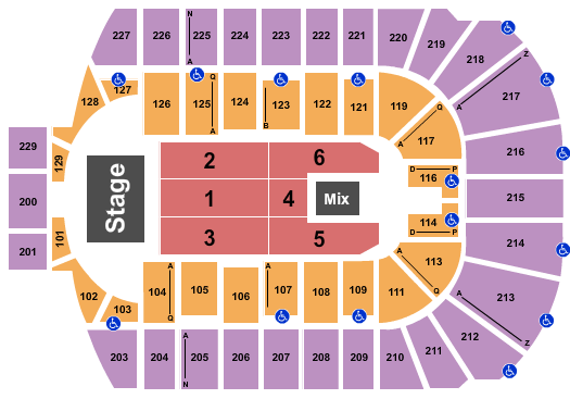 Blue Cross Arena End Stage Seating Chart
