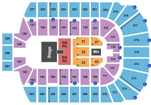 Blue Cross Arena Justin Moore Seating Chart